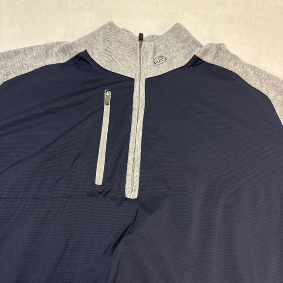 Footjoy FJ Tech Sweater Merino Wool Stretch Windproof Nylon Size L Gray/Navy - Picture 6 of 13